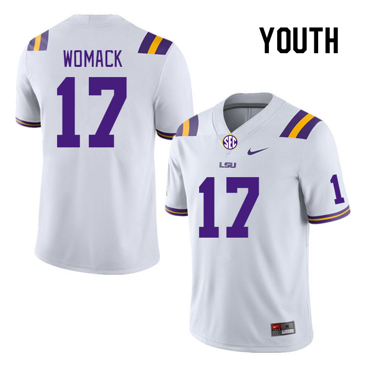 Youth #17 Da'Shawn Womack LSU Tigers College Football Jerseys Stitched Sale-White - Click Image to Close